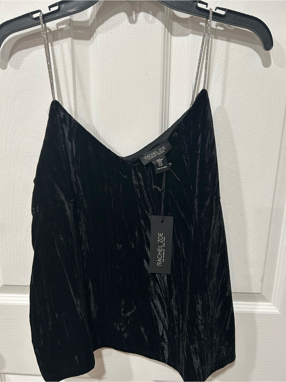 Rachel Zoe Black Velvet Cami with Silver Chain Straps